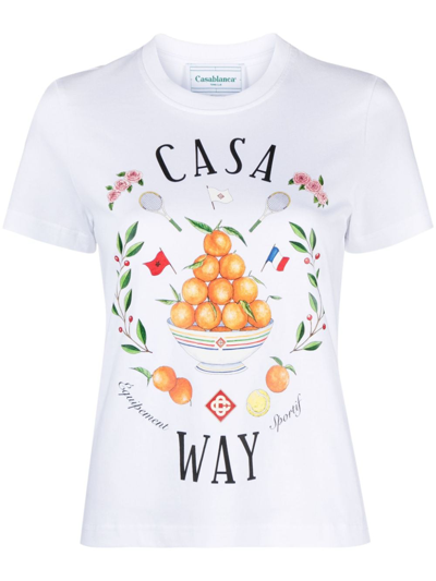 Shop Casablanca Casa Way Organic Cotton T-shirt In White