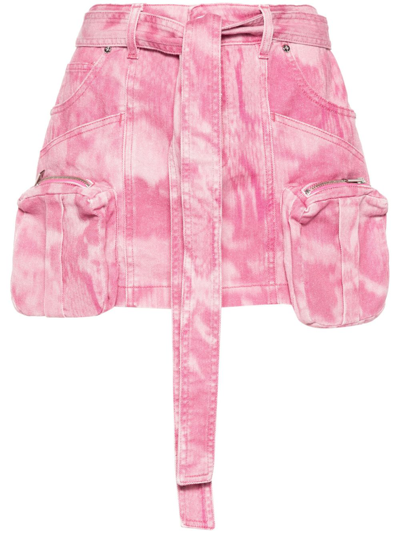 Shop Blumarine Camouflage Print Cargo Mini Skirt In Pink