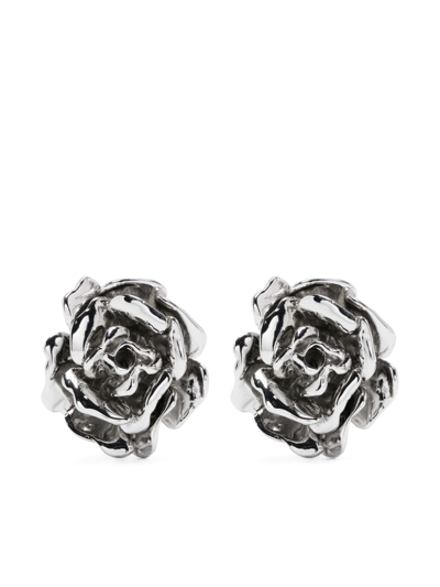 Shop Blumarine Rose Earring In Silver