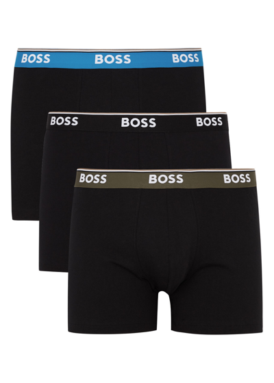 Shop Hugo Boss Boss Power Stretch-cotton Boxer Briefs In Black