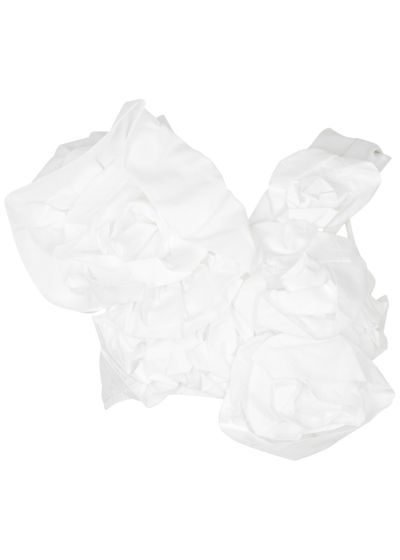 Shop Simone Rocha Floral-appliquéd Cropped Cotton Top In White