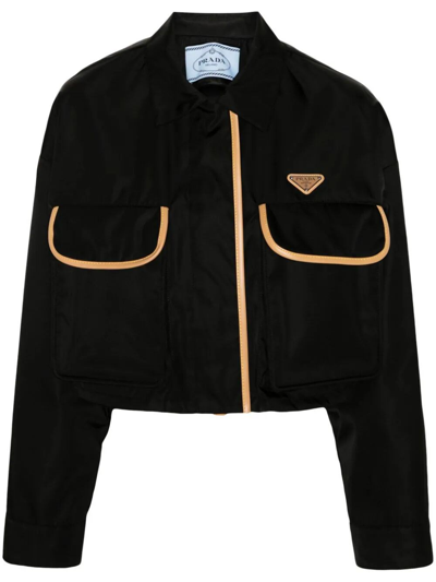 Shop Prada Re-nylon Cropped Jacket In Black