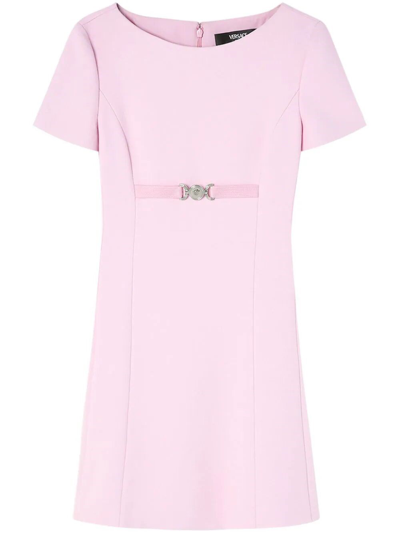 Shop Versace Medusa `95 Short-sleeved Minidress In Pink & Purple
