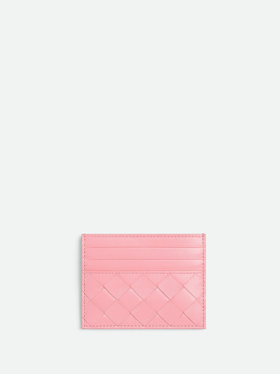 Shop Bottega Veneta Intrecciato Card Holder In Pink & Purple