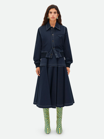 Bottega Veneta Contrast-stitching Bomber Jacket In Blue