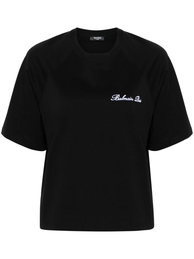 Shop Balmain T-shirt With Embroidery In Black