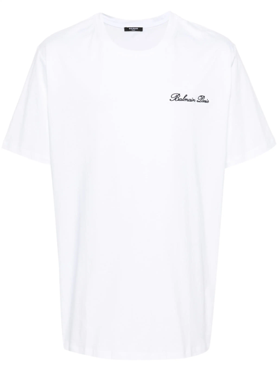 Shop Balmain T-shirt With Embroidery In White