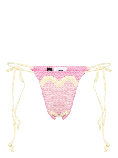 Shop Gcds Bikini Briefs With Crochet Hearts In Multicolour