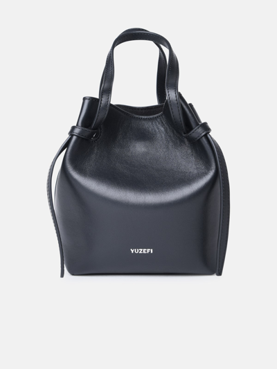 Shop Yuzefi 'bulb' Black Leather Bag