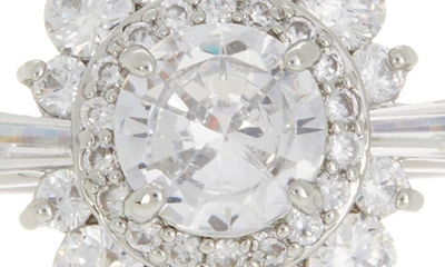 Shop Covet Crystal Cluster Halo Ring In Rhodium