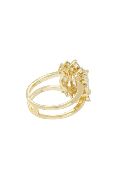 Shop Covet Cubic Zirconia Halo Double Band Ring In Gold