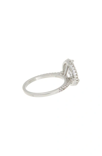 Shop Covet Pear Crystal Halo Ring In Rhodium