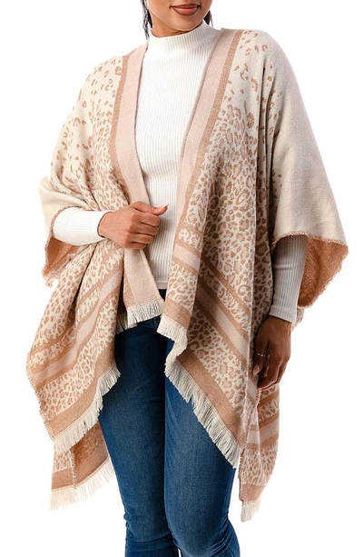 Marcus Adler Cheetah Print Ruana In Blush