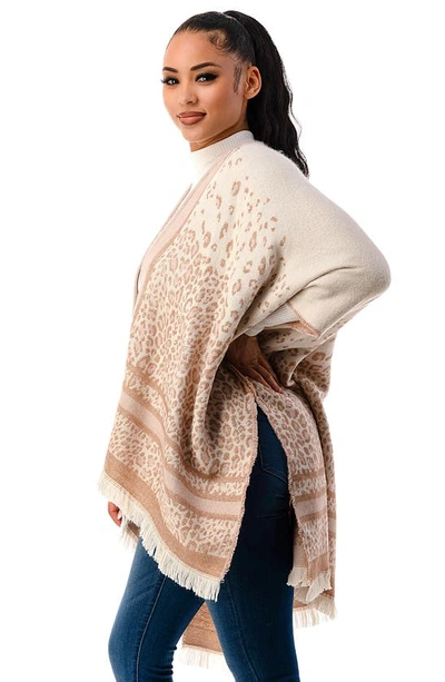 Marcus Adler Cheetah Print Ruana In Blush