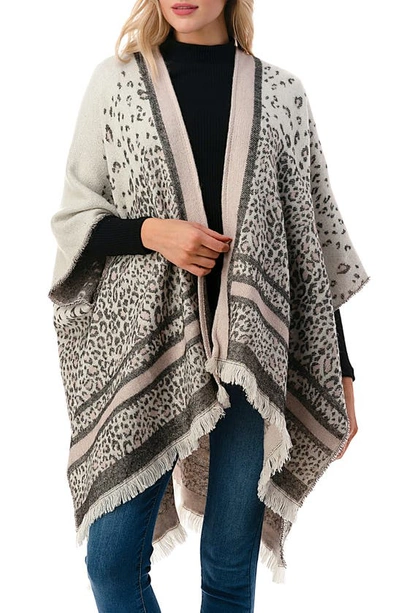 Marcus Adler Cheetah Print Ruana In Ivory