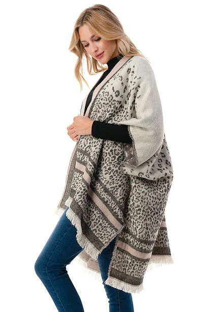 Marcus Adler Cheetah Print Ruana In Ivory