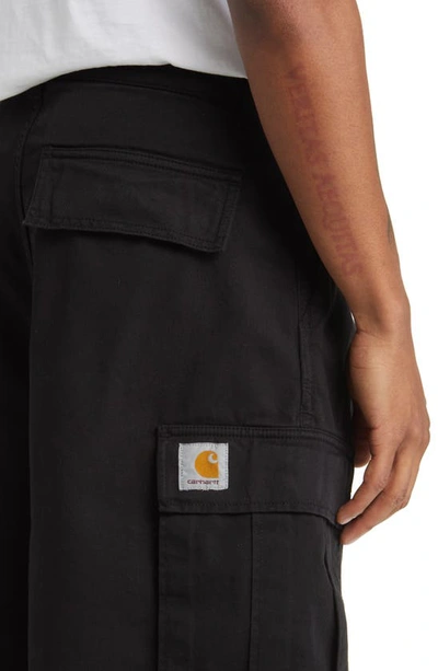 Shop Carhartt Cole Organic Cotton Moraga Twill Cargo Shorts In Black Garment Dyed