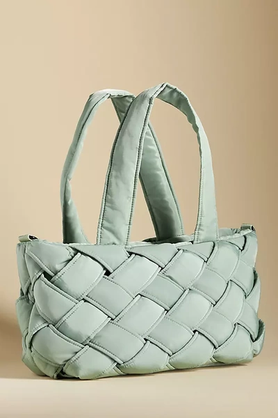 Shop By Anthropologie The Leyten Puffy Woven Tote In Mint