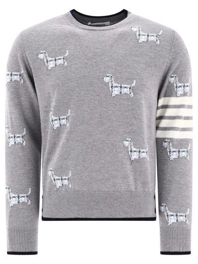 Shop Thom Browne 4-bar Sweater With Hector Pattern In Grey