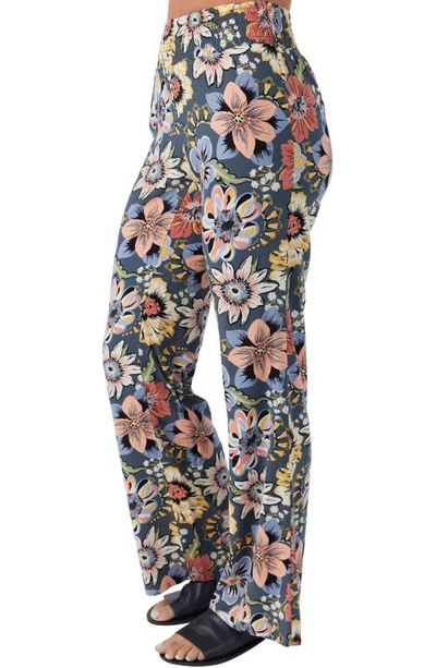 Shop O'neill Johnny Talitha Floral Print Wide Leg Pants In Slate