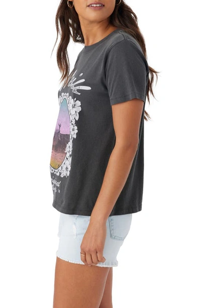 Shop O'neill Brittany Cotton Graphic T-shirt In Washed Black