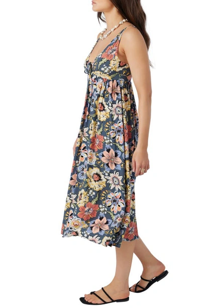 Shop O'neill Issy Floral Midi Dress In Slate