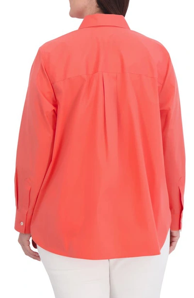 Shop Foxcroft Boyfriend Stretch Button-up Shirt In Tangerine