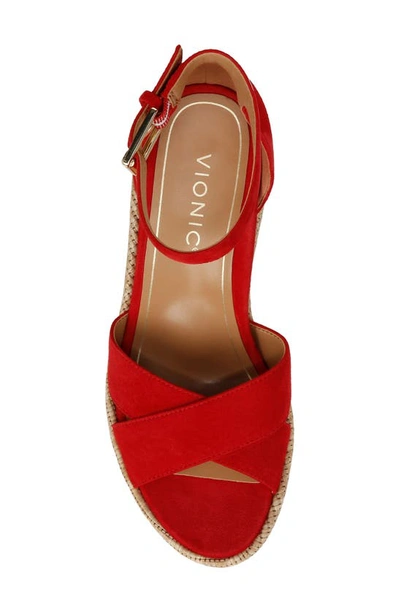 Shop Vionic Marina Ankle Strap Wedge Sandal In Red
