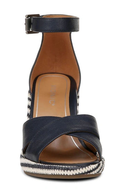 Shop Vionic Marina Ankle Strap Wedge Sandal In Navy