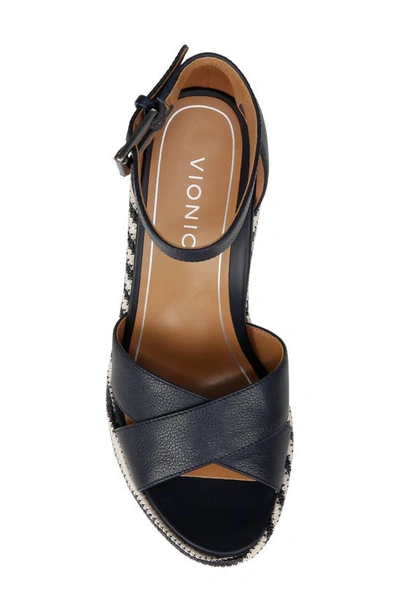 Shop Vionic Marina Ankle Strap Wedge Sandal In Navy