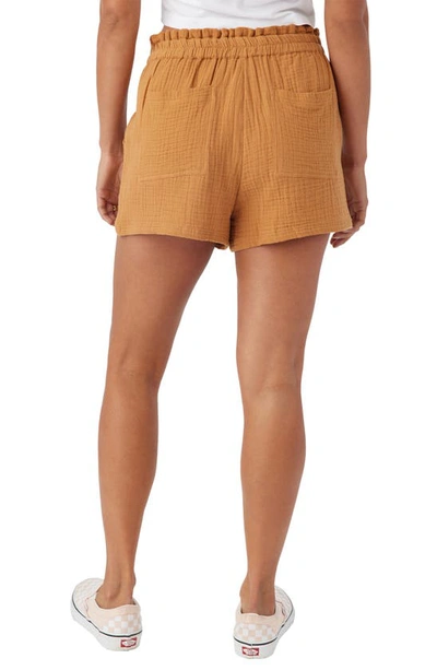 Shop O'neill Carlie Cotton Double Gauze Shorts In Brown Sugar