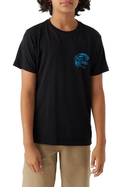 Shop O'neill Kids' Exposure Cotton Graphic T-shirt In Black