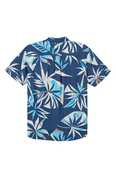 Shop O'neill Kids' Oasis Floral Short Sleeve Button-up Shirt In Indigo