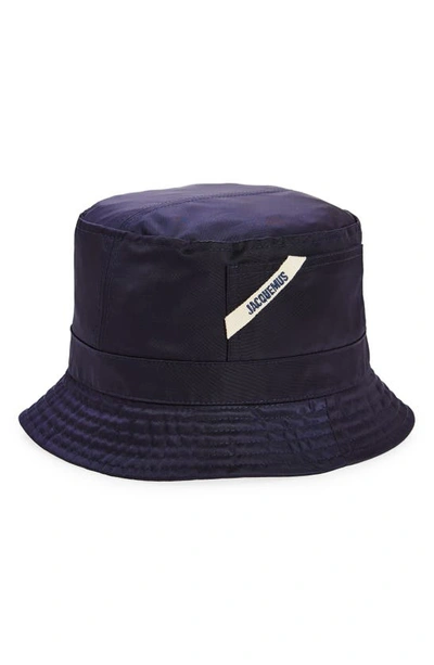 Shop Jacquemus Le Bob Ovalie Bucket Hat In Navy
