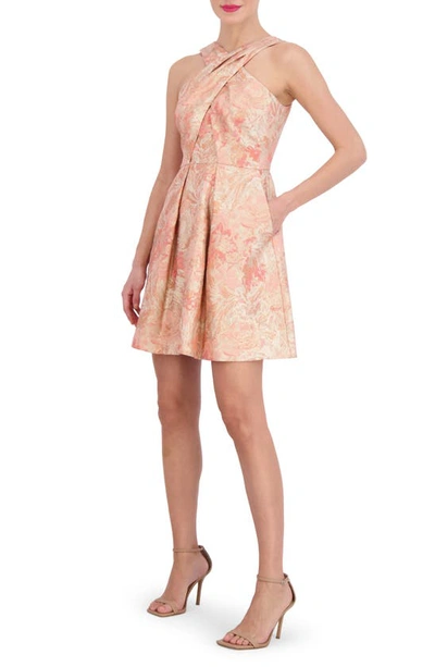 Vince Camuto Women's Jacquard Fit & Flare Halter Dress In Coral