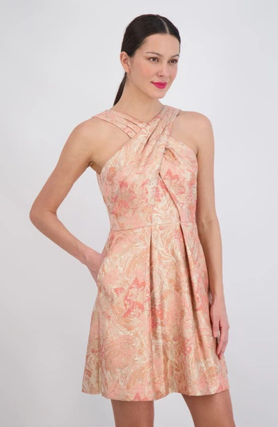 Shop Vince Camuto Floral Jacquard Fit & Flare Minidress In Coral