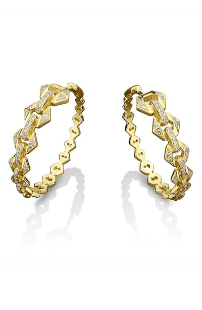 Shop Dries Criel Flowe Pavé Diamond Hoop Earrings In Yellow Gold