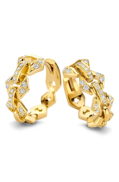 Shop Dries Criel Flowe Pavé Diamond Hoop Earrings In Yellow Gold