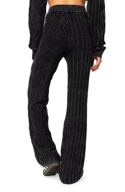 Shop Edikted Toni Acid Wash Cable Knit Pants In Black-washed