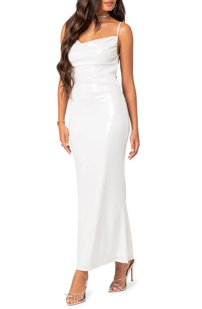 Shop Edikted Nellie Sequin Open Back Dress In White