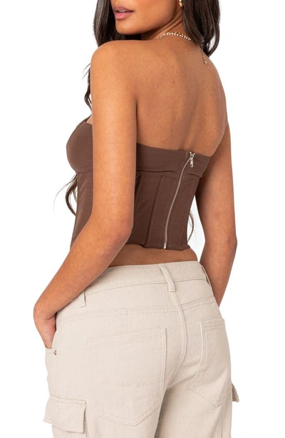 Edikted Women's Evangeline Sheer Mesh Corset Top In Brown