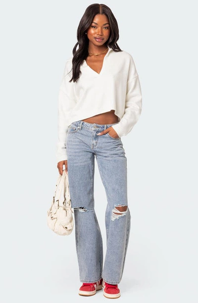 Edikted Women's Marcie Oversize Cropped Sweater In Cream