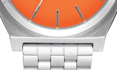 Shop Nixon The Time Teller Bracelet Watch, 37mm In Silver / Mandarin