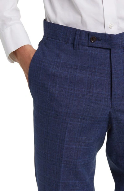 Shop Ted Baker London Jefferson Check Wool Blend Dress Pants In Navy