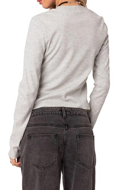 Edikted Marny Crop Waffle Top In Gray Melange