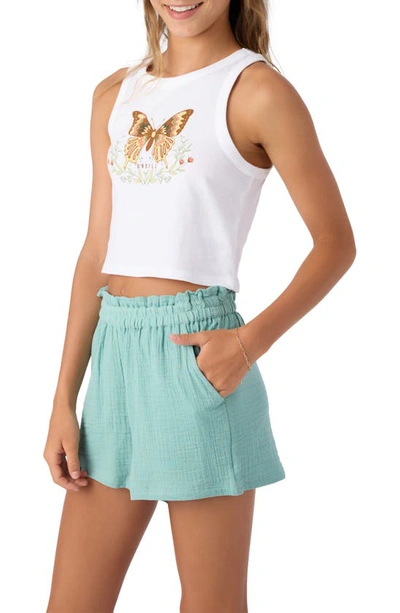 Shop O'neill Kids' Foliage Butterfly Cotton Graphic Crop Tank In White