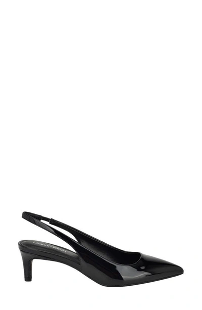 Shop Calvin Klein Dainty Kitten Heel Pointed Toe Slingback Pump In Black