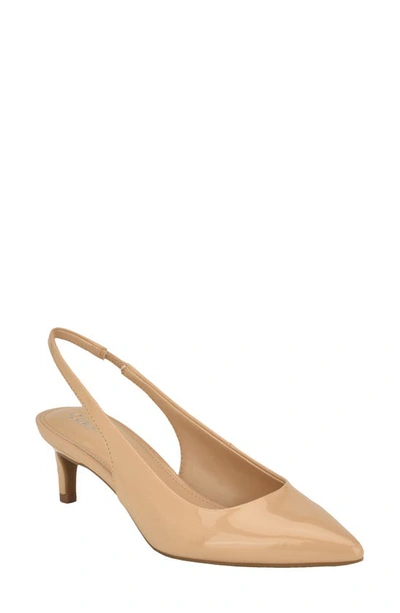 Shop Calvin Klein Dainty Kitten Heel Pointed Toe Slingback Pump In Light Natural