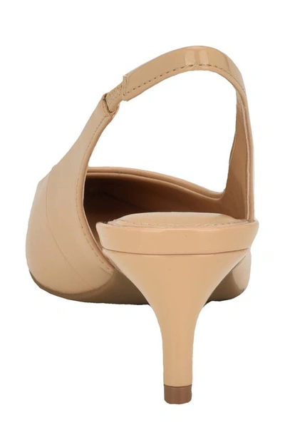 Calvin Klein Dainty Kitten Heel Pointed Toe Slingback Pump In Light Natural