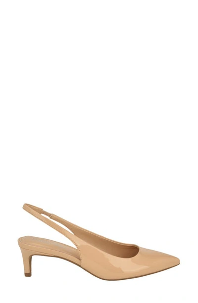 Calvin Klein Dainty Kitten Heel Pointed Toe Slingback Pump In Light Natural